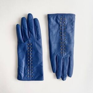 Perrin Collection Studded Blue Leather Gloves